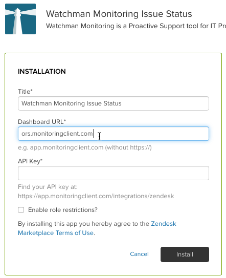 Zendesk App Installation