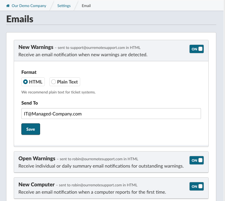 Point Emails to the Proper Address