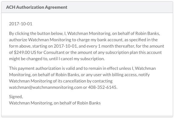 ACH Authorization Agreement