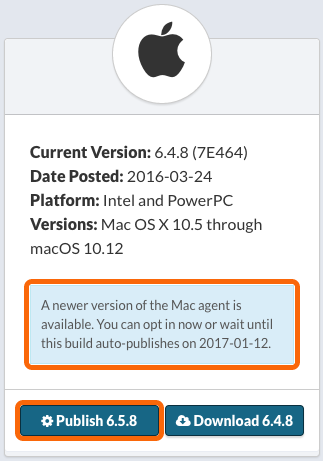 Mac: Managing Agent Versions