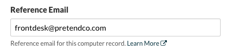 Computer Reference Email Field