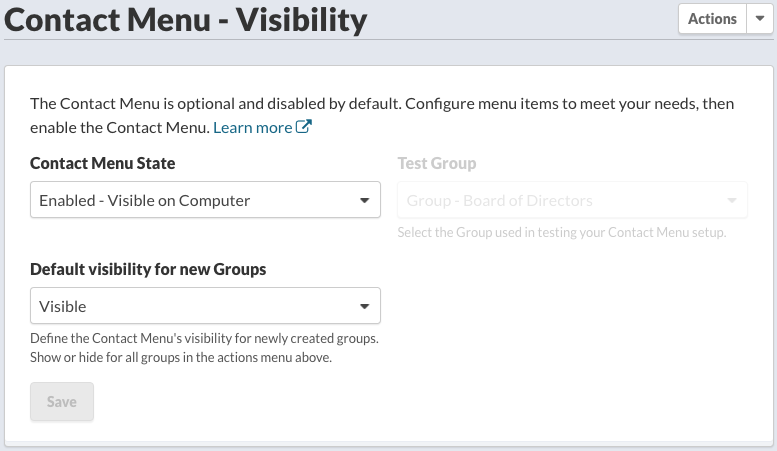 Global Contact Menu Visibility