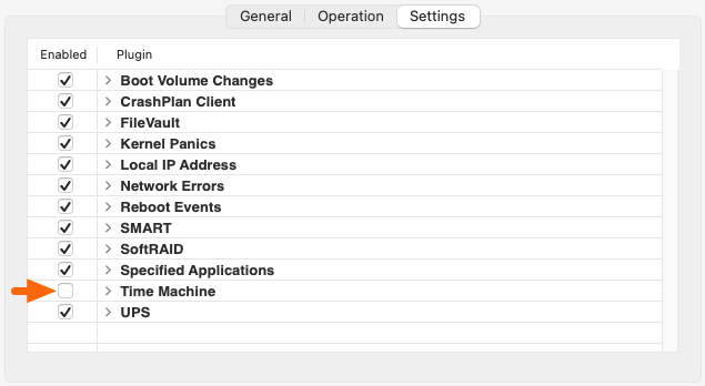 Mac Monitoring Client Preference Pane | Settings | Disable plugin.