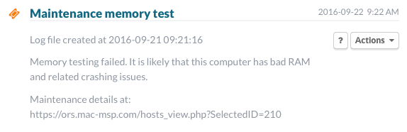 Maintenance memory test