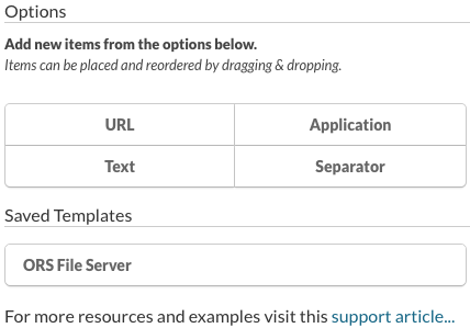 Menu Item Templates are displayed under Menu Item options