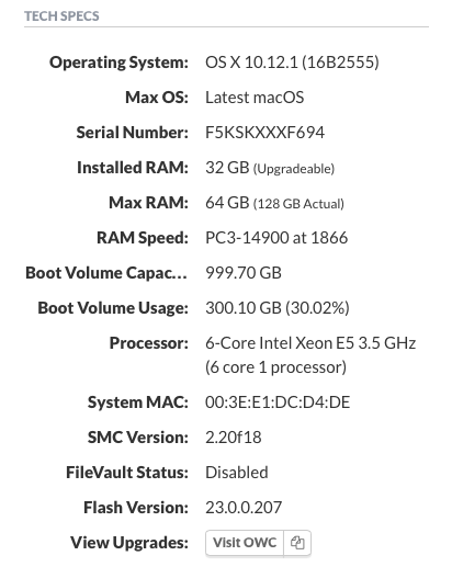 Example Mac Tech Specs