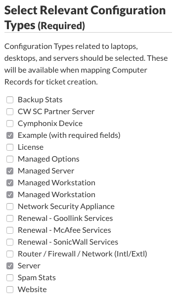 Select Relevant Configuratio Types