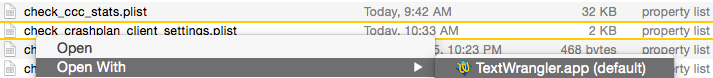 Open the original plist from /Library/MonitoringClient/PluginSupport in TextWrangler