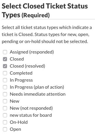 Select Closed Ticket Status Types
