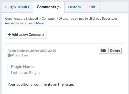 View Comment Associated with a Plugin