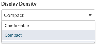 Display Density Dropdown