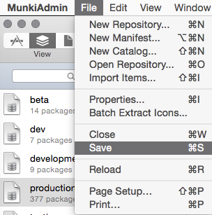 File > Save to rebuild Munki Catalogs